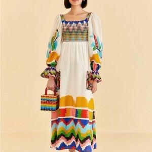 Farm Rio Colorful Patterned Maxi Dress